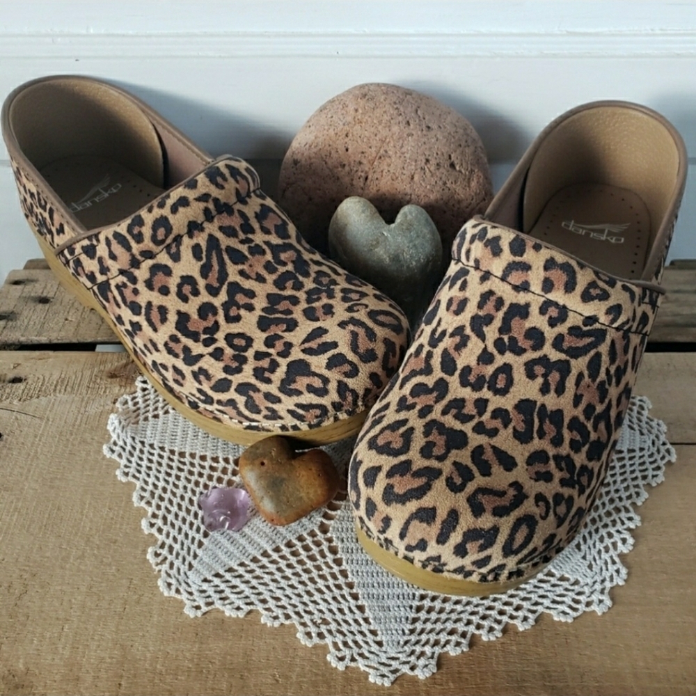 Meow Dansko Pro Leopard Clog Cheetah Animal Suede Boho Gypsy Cottage Neutral ⚘🐆 - Picture 5 of 13